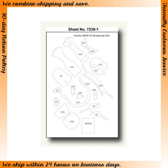 1/12 Yamaha YZR-M1 04 Composite Fiber Template Decal Set 1/12 Yamaha YZR-M1 04 Composite Fiber Template Decal Set
