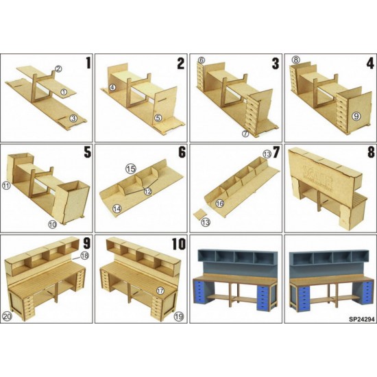 1/24 1/25 Workbench #2 MDF Wood Laser Cut 1/24 1/25 Workbench #2 MDF Wood Laser Cut