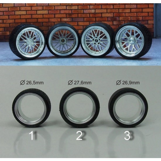 1/24 19 BBS Le Mans Wheels #1 w/Low Profile Tread Tyres 1/24 19 BBS Le Mans Wheels #1 w/Low Profile Tread Tyres