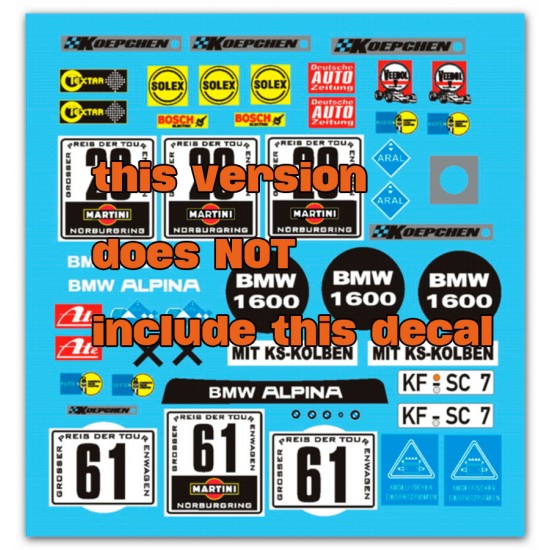 1/24 BMW 1600/2002 Koepchen/Alpina Nurburgring 1970 Transkit for Hasegawa Rally Kits 1/24 BMW 1600/2002 Koepchen/Alpina Nurburgring 1970 Transkit for Hasegawa Rally Kits