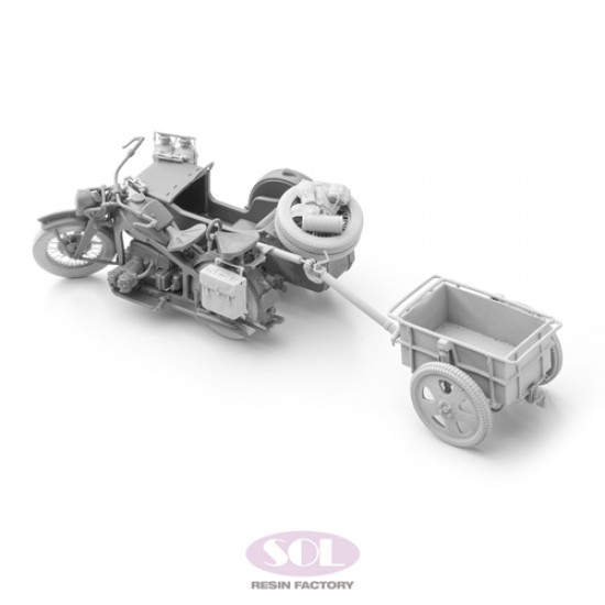1/35 KS600 Motorcycle and Sidecar Upgrade Parts Set w/Anhanger for Tamiya kits 1/35 KS600 Motorcycle and Sidecar Upgrade Parts Set w/Anhanger for Tamiya kits
