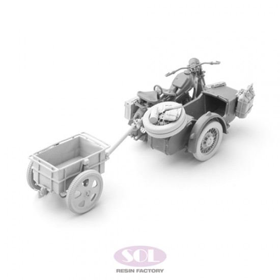 1/35 KS600 Motorcycle and Sidecar Upgrade Parts Set w/Anhanger for Tamiya kits 1/35 KS600 Motorcycle and Sidecar Upgrade Parts Set w/Anhanger for Tamiya kits