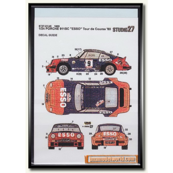 1/24 Porsche 911SC ESSO Tour de Course 1980 Decals for Tamiya 1/24 Porsche 911SC ESSO Tour de Course 1980 Decals for Tamiya