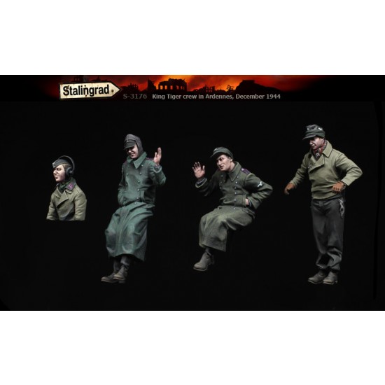 1/35 King Tiger Crew in Ardennes December 1944 (3 figures & 1 bust) 1/35 King Tiger Crew in Ardennes December 1944 (3 figures & 1 bust)