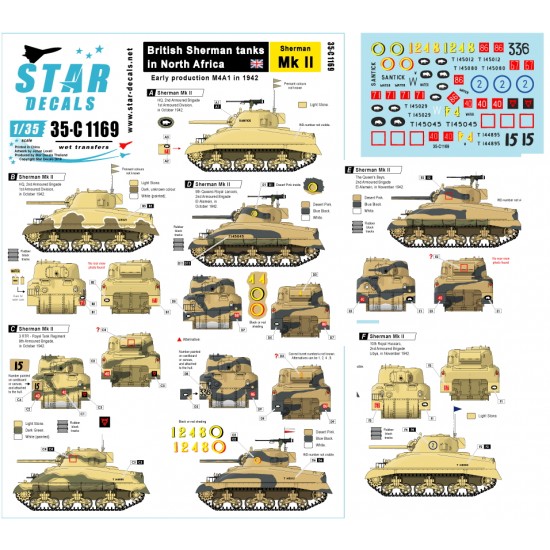 Star Decal 35C1169 1/35 Sherman Mk.II in 1942 British Sherman in North Africa Star Decal 35C1169 1/35 Sherman Mk.II in 1942 British Sherman in North Africa