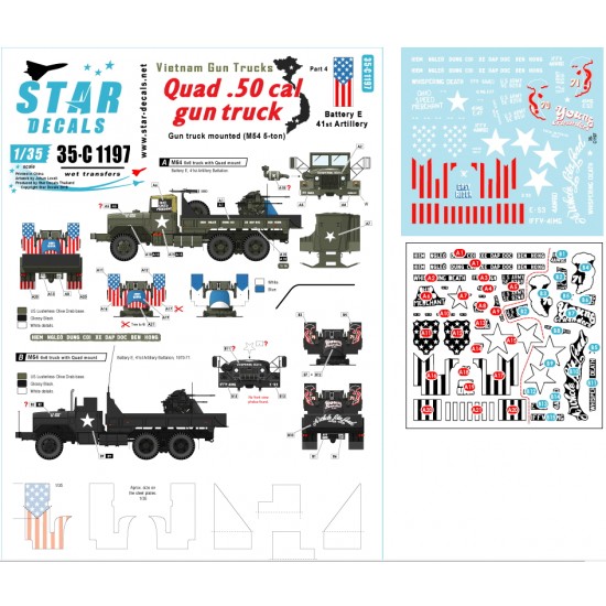 Decals for 1/35 Vietnam Gun Trucks #4. Quad .50 cal Easy Rider, Young Crusaders