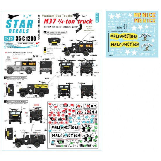 Decals for 1/35 Vietnam Gun Trucks #7. Up-armoured 37 3/4t Mr Nice Malfunction Otto Decals for 1/35 Vietnam Gun Trucks #7. Up-armoured 37 3/4t Mr Nice Malfunction Otto