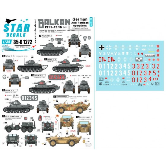 Decals for 1/35 WWII Balkan Vol.3 - German Anti-partisan Operations Yugoslavia & Albania Decals for 1/35 WWII Balkan Vol.3 - German Anti-partisan Operations Yugoslavia & Albania