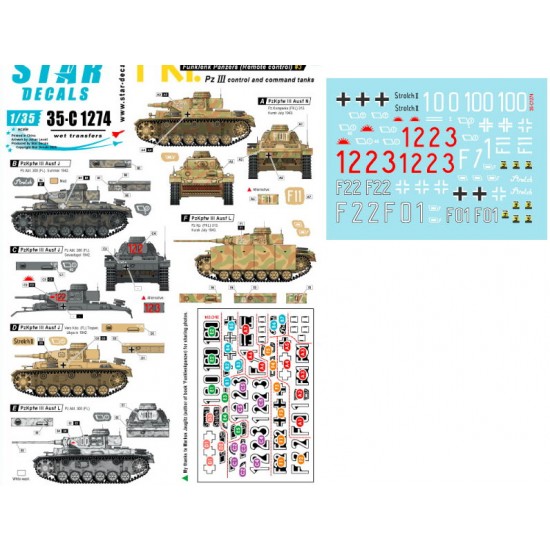 Decals for 1/35 German Funklenk Tanks Vol.3. PzKpfw III in German Funklenk / Fkl Decals for 1/35 German Funklenk Tanks Vol.3. PzKpfw III in German Funklenk / Fkl