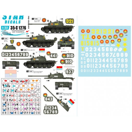 Decals for 1/35 Vietnam Vol. 4 - NVA North Vietnamese T-54 Tank Markings Decals for 1/35 Vietnam Vol. 4 - NVA North Vietnamese T-54 Tank Markings