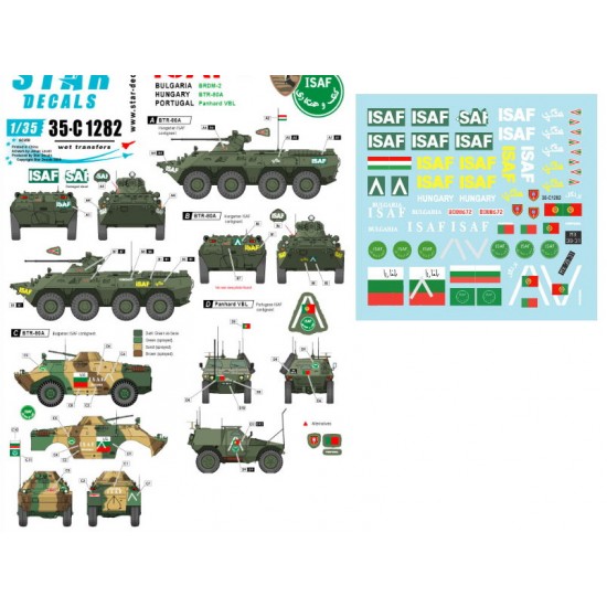 Decals for 1/35 ISAF Vol.4 - BTR-80A, BRDM-2, Panhard in Hungary, Bulgaria, Portugal Decals for 1/35 ISAF Vol.4 - BTR-80A, BRDM-2, Panhard in Hungary, Bulgaria, Portugal