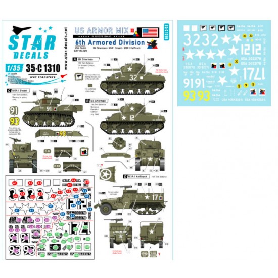 1/35 US Armoured Mix # 3. M4 M5A1 M3A1 6th Armoured Division in Europe. 1/35 US Armoured Mix # 3. M4 M5A1 M3A1 6th Armoured Division in Europe.