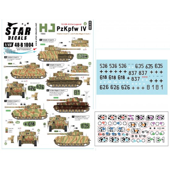 Decals for 1/48 HJ PzKpfw IV. SS-Hitlerjugend PzKpfw IV in 1944 Decals for 1/48 HJ PzKpfw IV. SS-Hitlerjugend PzKpfw IV in 1944