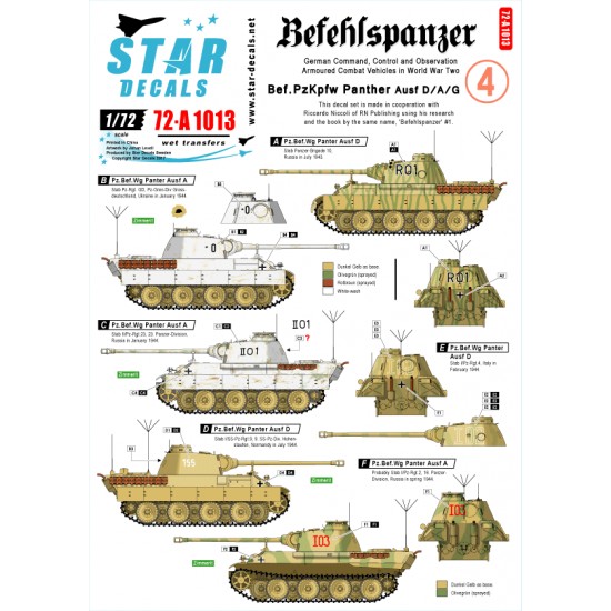 Star Decals 1/72 BEFEHLSPANZER German Command & Observation Tanks 