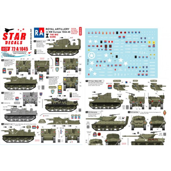 Decals for 1/72 Royal Artillery # 1. 75th D-Day. Sexton, Priest, Wolverine & Achilles
