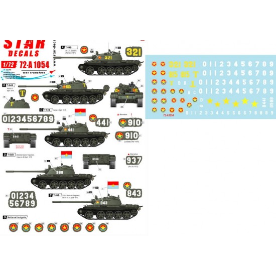Decals for 1/72 Vietnam Vol.4 - NVA North Vietnamese T-54 Tank Markings Decals for 1/72 Vietnam Vol.4 - NVA North Vietnamese T-54 Tank Markings