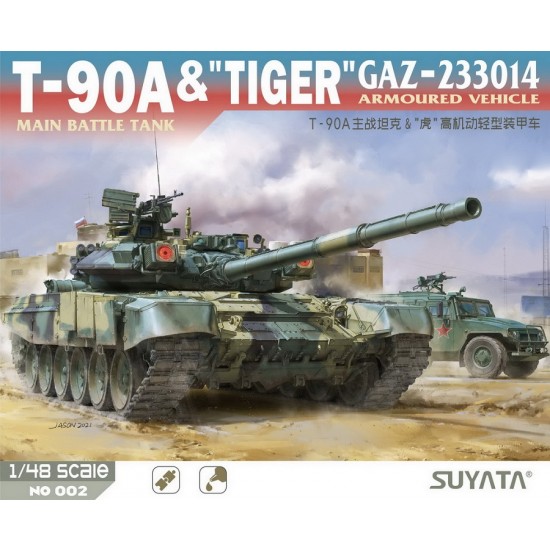 1/48 T-90A Main Battle Tank & Tiger Gaz-233014 Armoured Vehicle 1/48 T-90A Main Battle Tank & Tiger Gaz-233014 Armoured Vehicle