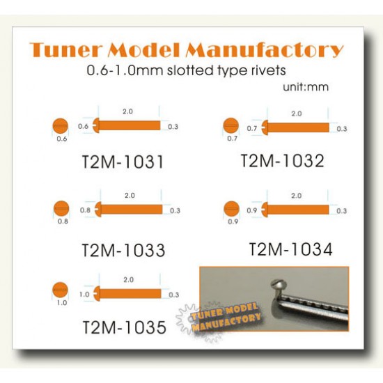 0.7mm Simulated Slotted Head Screws /Slotted Type Rivets (20pcs) 0.7mm Simulated Slotted Head Screws /Slotted Type Rivets (20pcs)