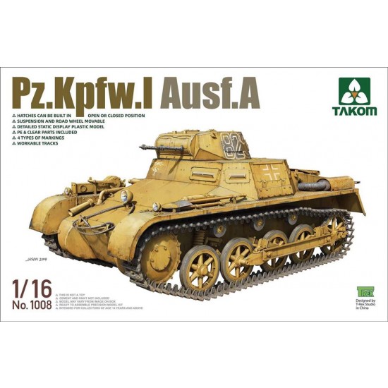 1/16 Panzer I PzKpfw.I Ausf.A w/Workable Tracks 1/16 Panzer I PzKpfw.I Ausf.A w/Workable Tracks