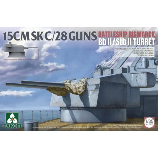 1/35 Bismarck Bb II / Stb II Battleship Turret 15CMSK C/28 Guns