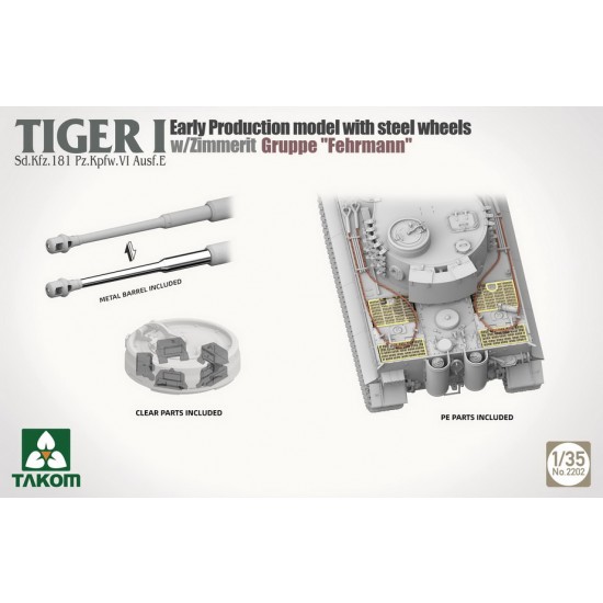 1/35 Tiger I Sd.Kfz.181 Pz.Kpfw.VI Ausf.E Early w/Steel Wheels, Zimmerit Groppe Fehrmann 1/35 Tiger I Sd.Kfz.181 Pz.Kpfw.VI Ausf.E Early w/Steel Wheels, Zimmerit Groppe Fehrmann