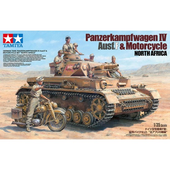 1/35 German Panzer IV Ausf.F Tank & Motorcycle Set North Africa