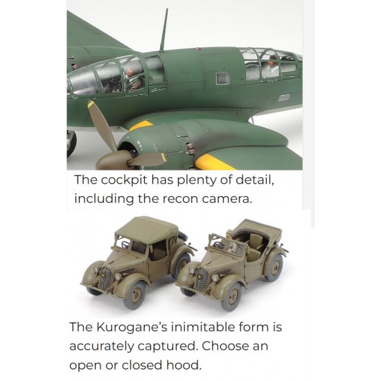 1/48 Mitsubishi Ki-46 III Type 100 and 4x4 Light Vehicle Kurogane Set 1/48 Mitsubishi Ki-46 III Type 100 and 4x4 Light Vehicle Kurogane Set
