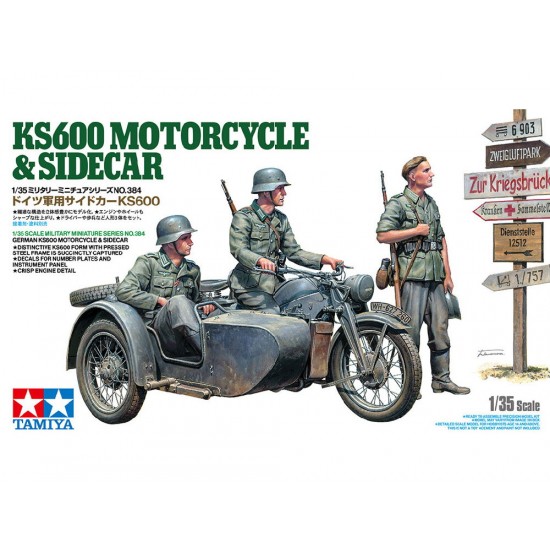 1/35 German KS600 Motorcycle with Sidecar and 3 Soldiers 1/35 German KS600 Motorcycle with Sidecar and 3 Soldiers
