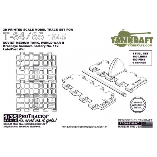1/35 T-34/85 1945 Krasnoye Sormovo Factory 112 ProTracks for MiniArt #37091 1/35 T-34/85 1945 Krasnoye Sormovo Factory 112 ProTracks for MiniArt #37091