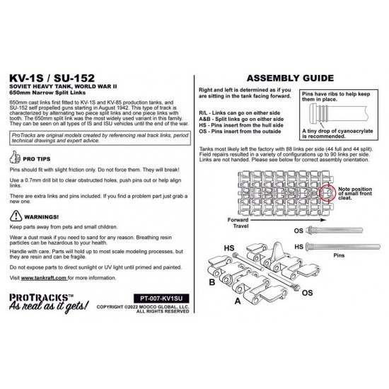 1/35 KV-1/SU 152 650mm Narrow Split Links for Trumpeter #01571/Tamiya/RFM kits 1/35 KV-1/SU 152 650mm Narrow Split Links for Trumpeter #01571/Tamiya/RFM kits