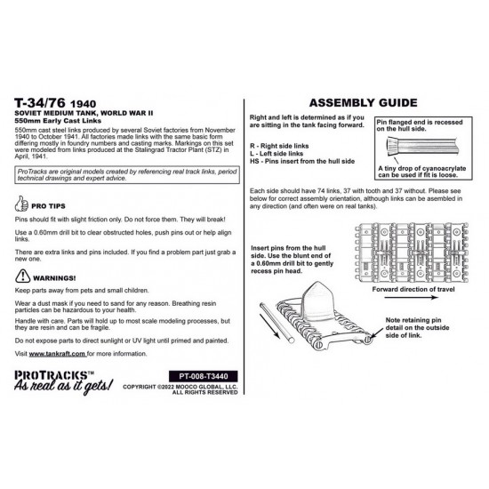 1/35 T-34/76 1940 Early Cast Tracks for Mono X Dragon kit #MD-004 1/35 T-34/76 1940 Early Cast Tracks for Mono X Dragon kit #MD-004