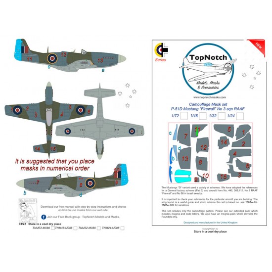 1/48 P-51D Mustang Firewall No 3 sqn RAAF Camo Masks 1/48 P-51D Mustang Firewall No 3 sqn RAAF Camo Masks