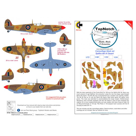 1/48 Spitfire IX Desert Camo Masks 1/48 Spitfire IX Desert Camo Masks