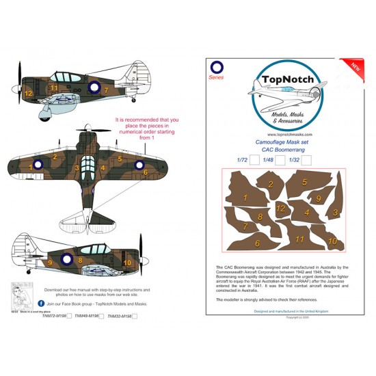 1/48 CAC Boomerrang Camo Masks 1/48 CAC Boomerrang Camo Masks