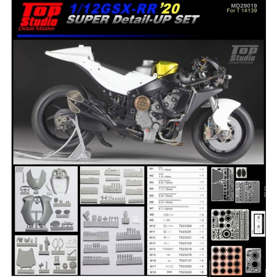 1/12 Team Suzuki Ecstar GSX-RR 20 Super Detail-up Set for Tamiya #14139 1/12 Team Suzuki Ecstar GSX-RR 20 Super Detail-up Set for Tamiya #14139