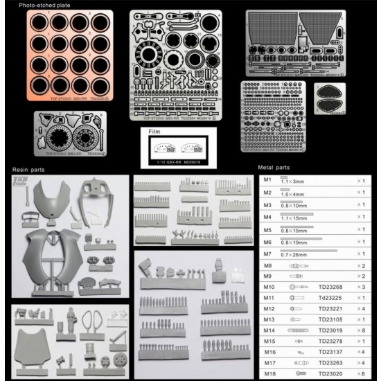 1/12 Team Suzuki Ecstar GSX-RR 20 Super Detail-up Set for Tamiya #14139 1/12 Team Suzuki Ecstar GSX-RR 20 Super Detail-up Set for Tamiya #14139