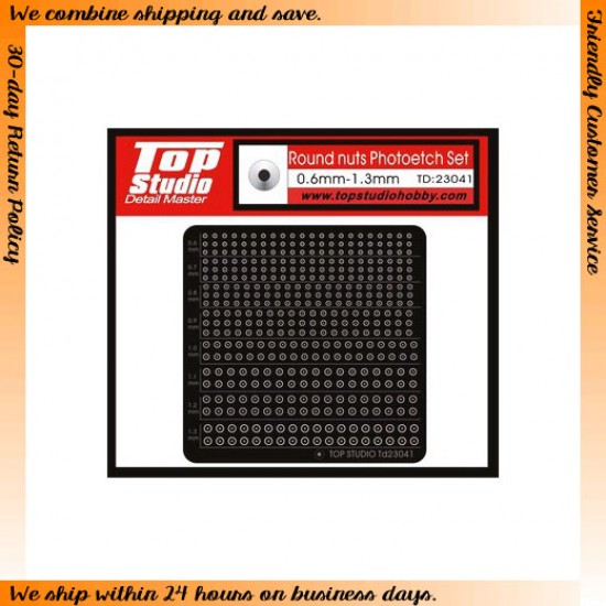 Round Nuts Photoetch Set (0.6mm - 1.3mm) Round Nuts Photoetch Set (0.6mm - 1.3mm)