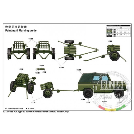 1/35 PLA Type 63 107mm Rocket Launcher & BJ212 Military Jeep 1/35 PLA Type 63 107mm Rocket Launcher & BJ212 Military Jeep