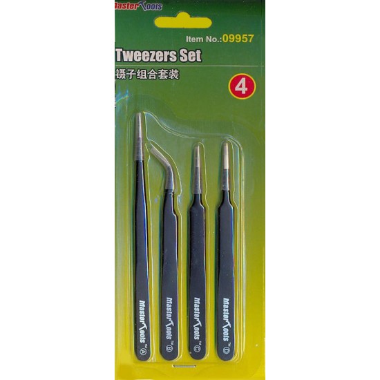 Tweezers Set (4pcs: Long Straight, Short Straight, Curved and Flat End) Tweezers Set (4pcs: Long Straight, Short Straight, Curved and Flat End)