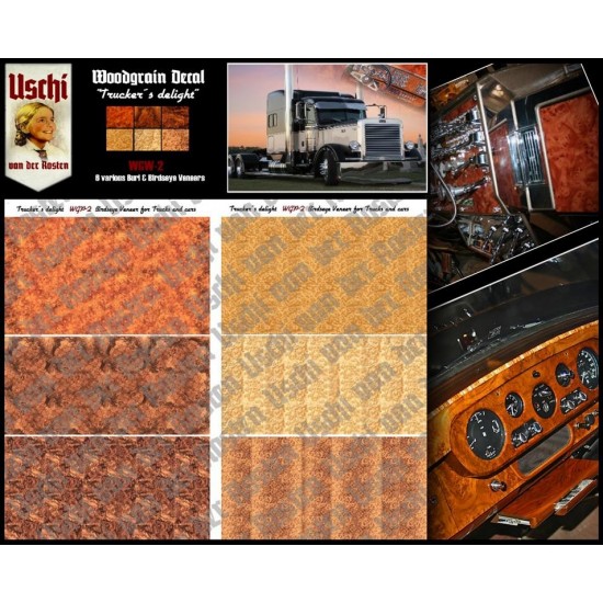 1/24, 1/25 Wood Grain Decals Truckers Delight for Cars and Trucks