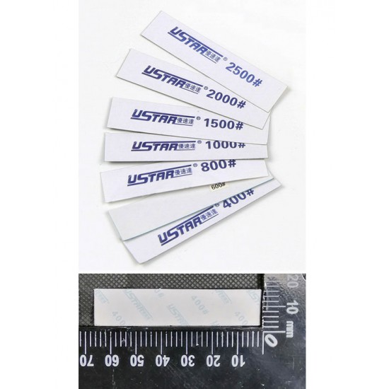 7 Different Sandpaper Strips (#400, #600, #800, #1000, #1500, #2000, #2500) 7 Different Sandpaper Strips (#400, #600, #800, #1000, #1500, #2000, #2500)