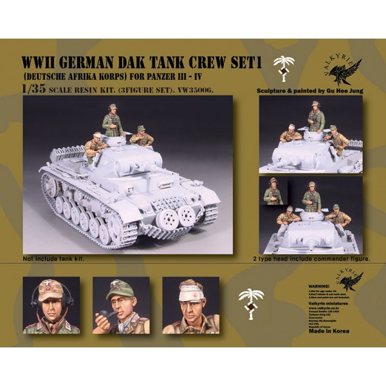 1/35 WWII German DAK Panzer III/IV Tank Crew Set #1 (3 Figures) 1/35 WWII German DAK Panzer III/IV Tank Crew Set #1 (3 Figures)