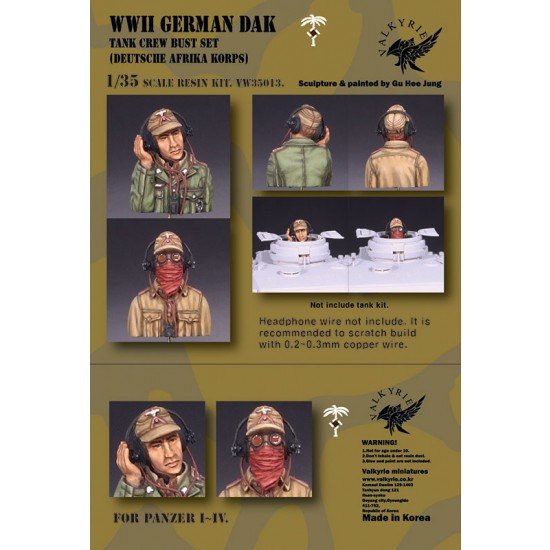 1/35 WWII German DAK Tank Crew Bust Set (2pcs) 1/35 WWII German DAK Tank Crew Bust Set (2pcs)