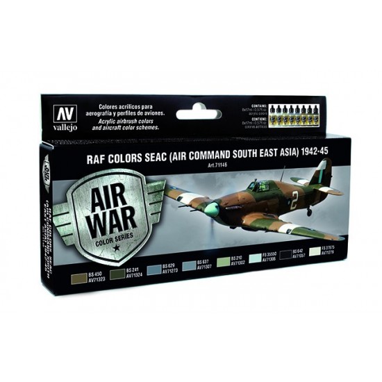 Model Air Acrylic Paint Set-RAF Colours SEAC (Air Command South East Asia) 1942-45(8x17ml) Model Air Acrylic Paint Set-RAF Colours SEAC (Air Command South East Asia) 1942-45(8x17ml)