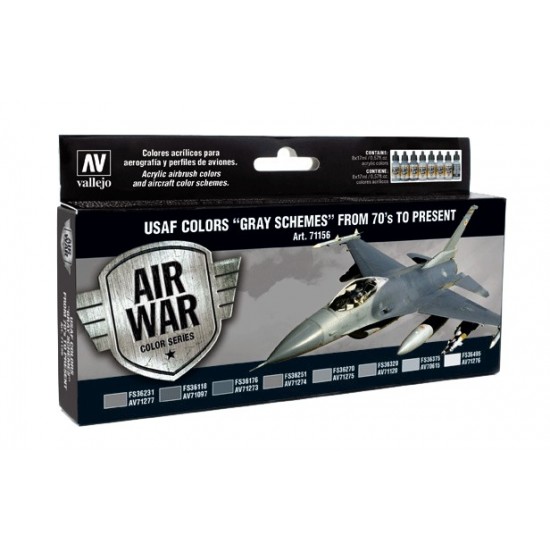 Model Air Acrylic Paint Set - USAF Colours Gray Schemes from 70s to present (8 x 17ml) Model Air Acrylic Paint Set - USAF Colours Gray Schemes from 70s to present (8 x 17ml)