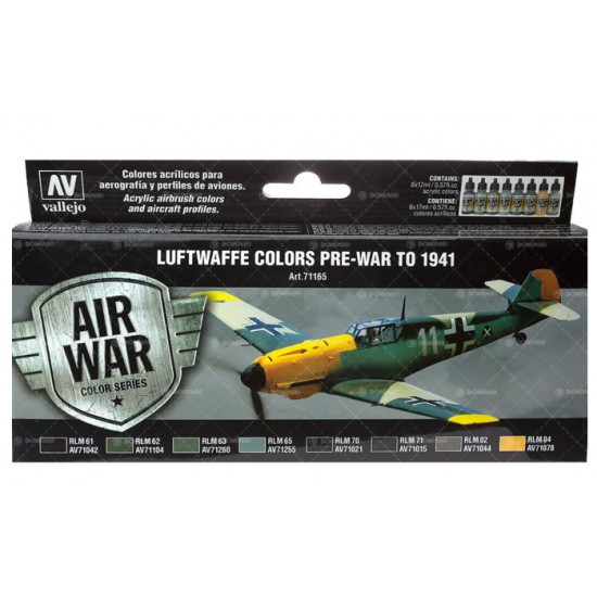 Model Air Acrylic Paint Set - Luftwaffe Colors Pre-War to 1941 (8 x 17ml) Model Air Acrylic Paint Set - Luftwaffe Colors Pre-War to 1941 (8 x 17ml)