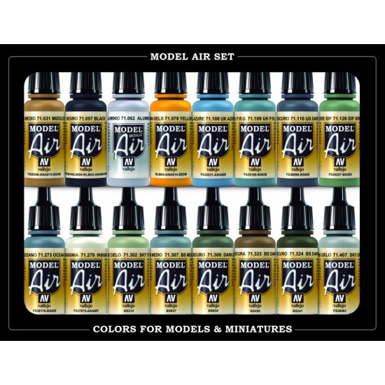 Model Air Paint Set - WWII British Aircraft RAF & FAA (16 x 17ml) Model Air Paint Set - WWII British Aircraft RAF & FAA (16 x 17ml)