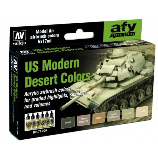 AFV Acrylic Airbrush Paint Set - US Modern Desert Colours (6 x 17ml)