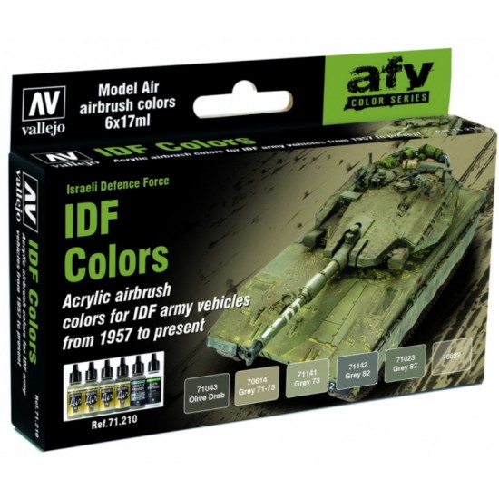 AFV Acrylic Airbrush Paint Set - IDF Colours (6 x 17ml) AFV Acrylic Airbrush Paint Set - IDF Colours (6 x 17ml)