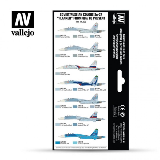 Model Air Acrylic Paint Set - Soviet/Russian Su-27 Flanker 1980- (8 x 17ml) Model Air Acrylic Paint Set - Soviet/Russian Su-27 Flanker 1980- (8 x 17ml)
